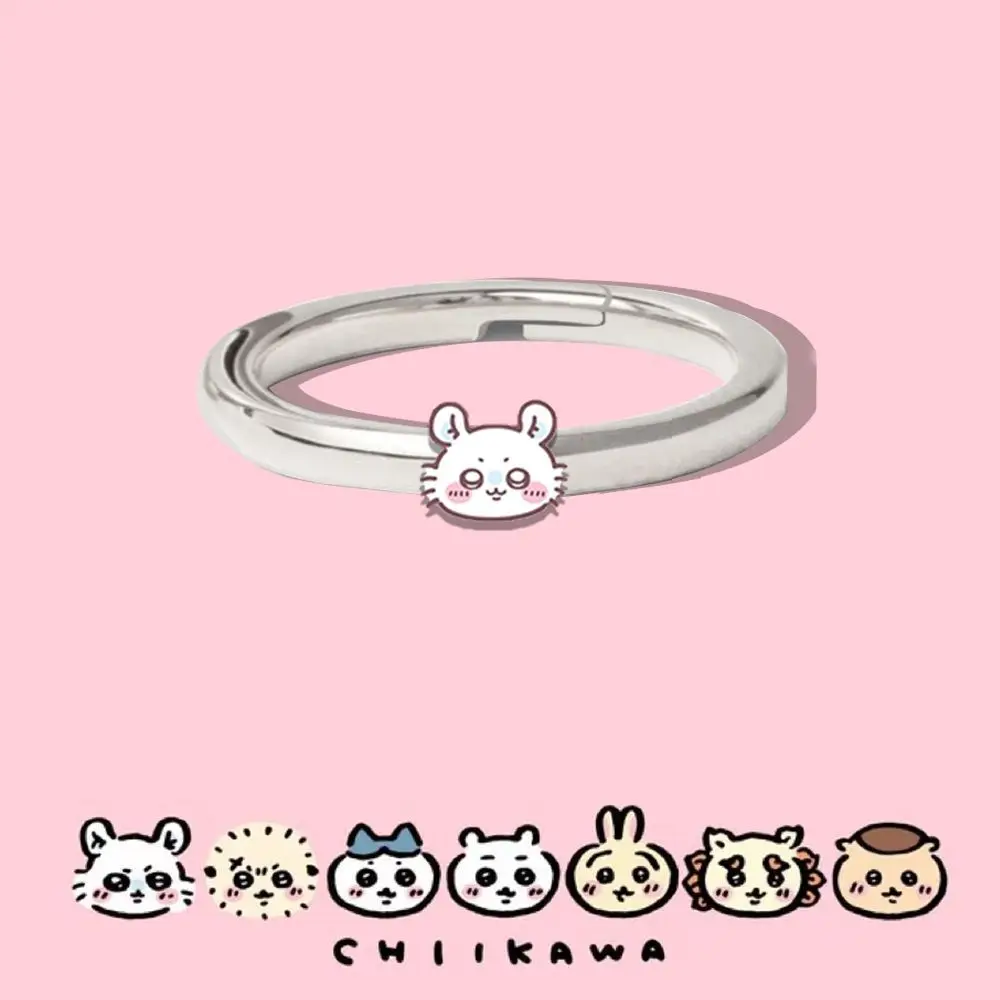NEU Chiikawa Momonga Q-Version Anime-Merchandise-Ring, verstellbar, niedlicher Cartoon Rakko Hachiware Paarring, Schmuck, Geschenk für Mädchen