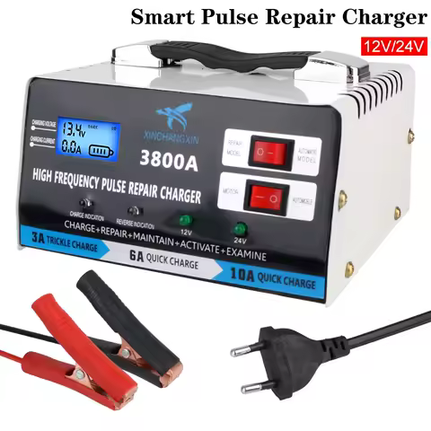 Fast Charger 12V 24V Full Automatic Car Battery Charger High Power EU Plug For Lead Acid Battery Repair Battery Charger