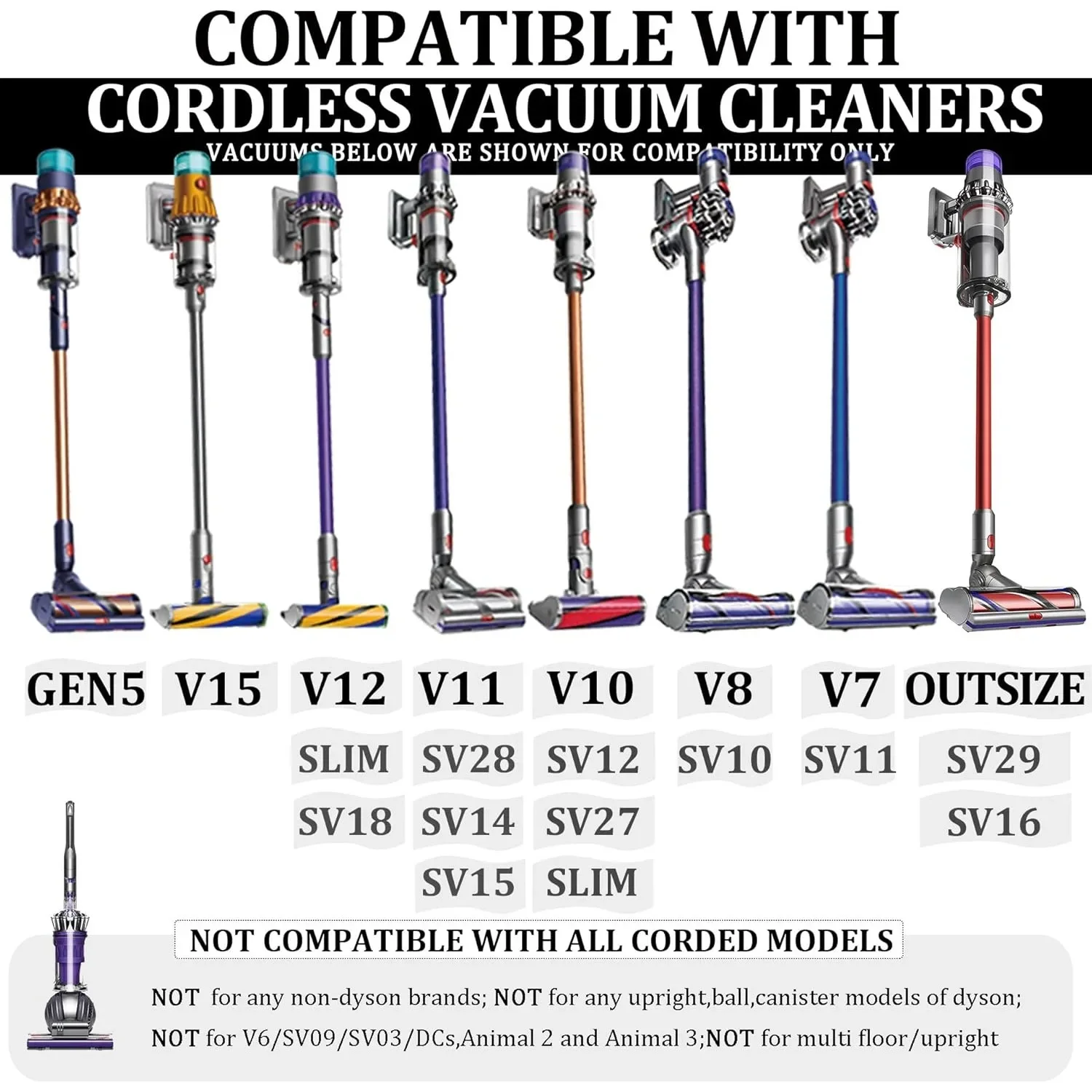 Vacuum Cleaner Accessories Bundle Replacement Brush Tools Compatible with Dyson Gen 5 V15 V12 V11 V10 V8 V7 Fluffy Mattress Kit