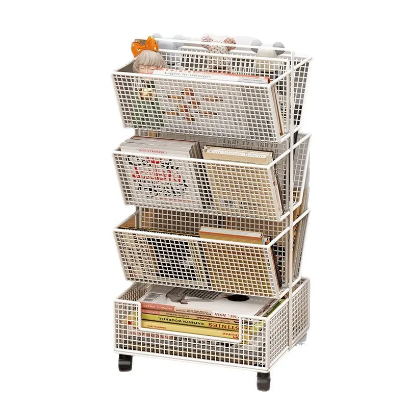 Mobile Bookshelf, Rolling Storage Rack with Wheels for Student Desk, Small Side Organizer for Books & Supplies, Space-Saving