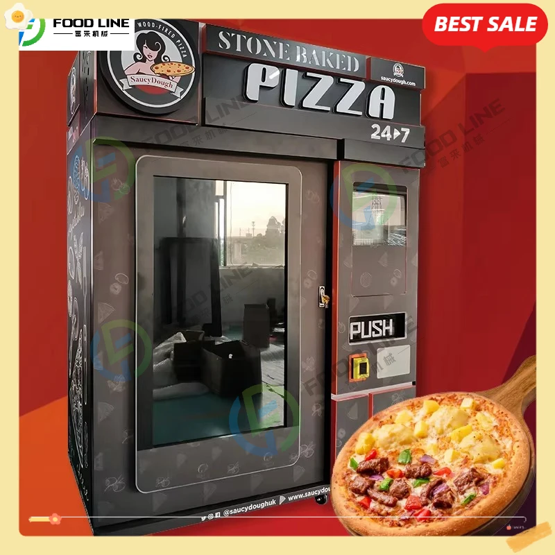 آلة بيع البيتزا الذكية ذات الخدمة الذاتية 24/7 تسخين سريع للأطعمة الطازجة الساخنة لمحور نقل المطارات