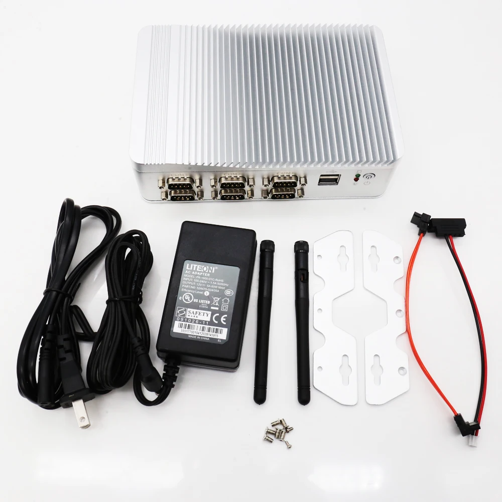 كمبيوتر صناعي صغير بدون مروحة 6xRS232 منافذ تسلسلية i3-7100U 8130U كمبيوتر مدمج للأتمتة/المراقبة والهواء