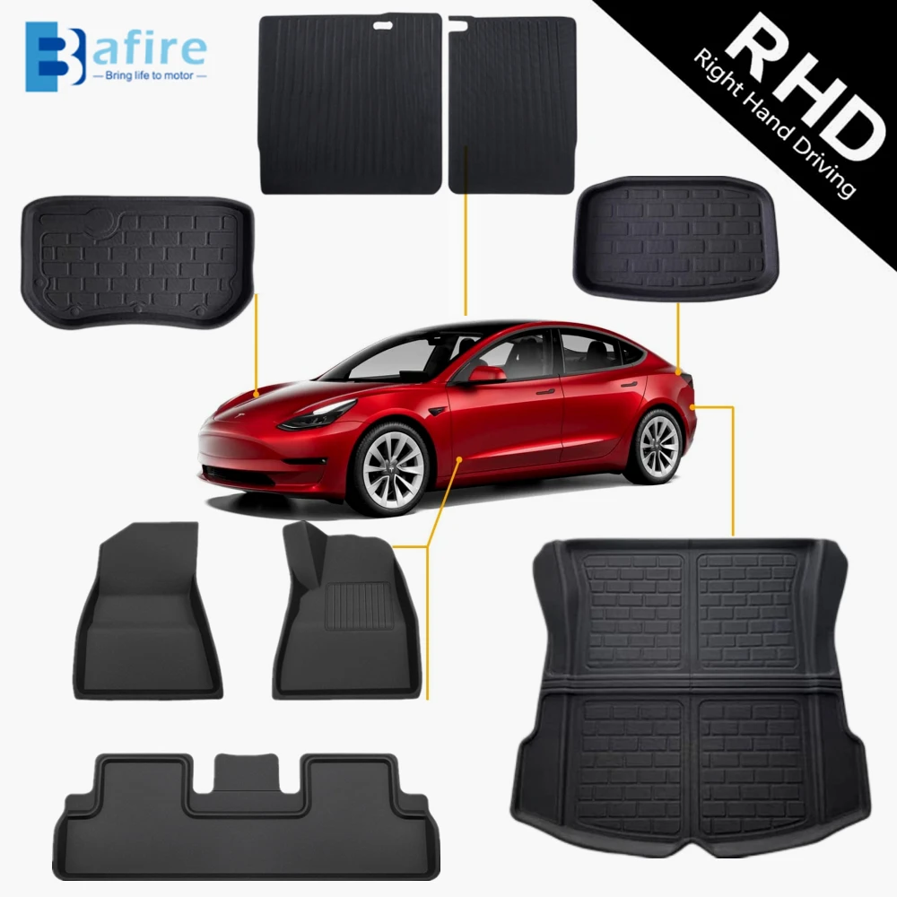 3D Floor Mats For Tesla Model 3 2024 Highland Model Y 2020-2024 Custom Floor Liner Footpads Waterproof Non-Slip Floor Carpets