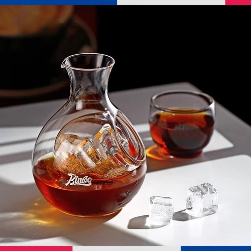 크리스탈 유리 콜드 브루 커피 포트 세트, 두꺼운, 간단한, 가정용, 주방, 크리에이티브, 투명, 라떼, 얼음, 미국  Best5