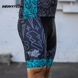 남성용 헤비 페달 사이클링 바지, 젤 패드 턱받이 자전거 반바지, MTB 속건성 통기성 자전거 스포츠 웨어