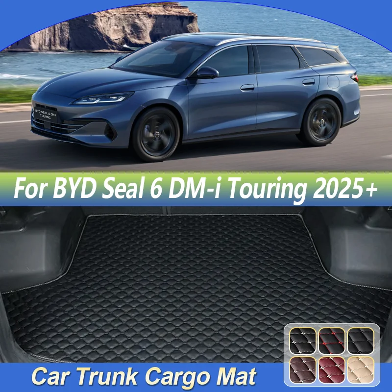 Leather Car Trunk Mat For BYD Seal 6 DM-i Touring 2025+ Cargo Storage Pad Cushion Liner Boot Carpet Rug Car Interior Accessories