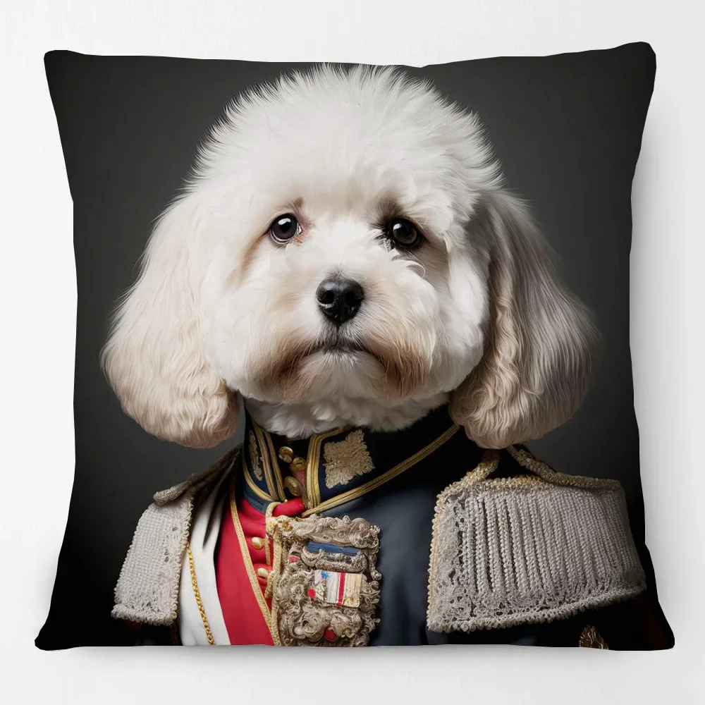 European Royal Dogs Portraits Cushion Cover Dalmatian Poodle Beagle Boston Terrier Golden Retriever Dog Art Print Pillow Case