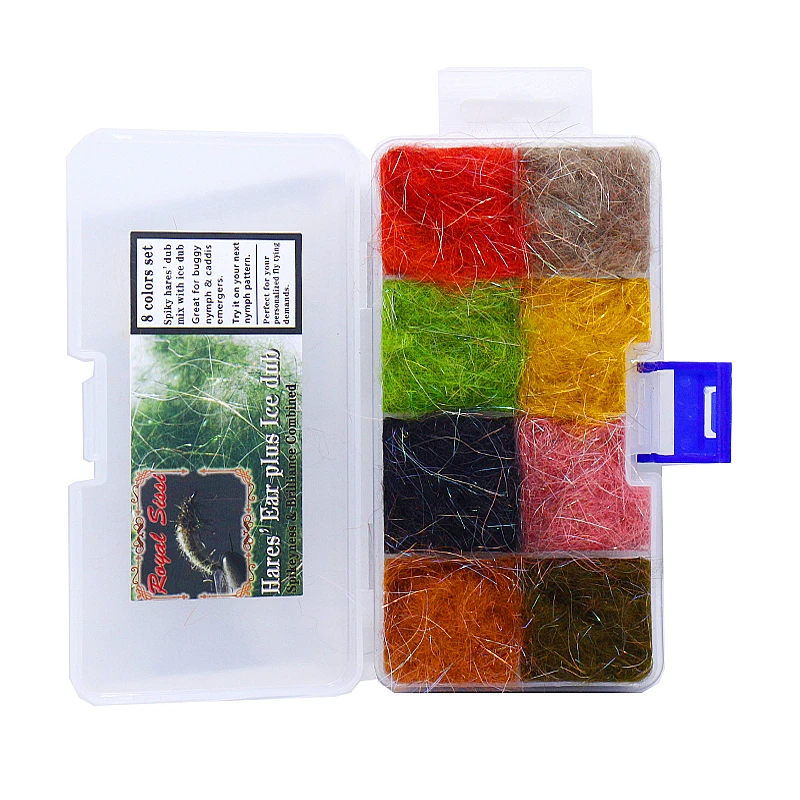 8 colors Dispenser hare's ear dubbing Plus ice dub buggy nymph dub fly fishing tying materials Czech scud dub sparkle &spiky dub