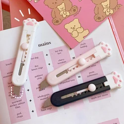 Portable Cute Mini Art Utility Knife Cartoon Cat Paw Cutter Express Box Paper Envelope Opener Blade Stationery School Supplies