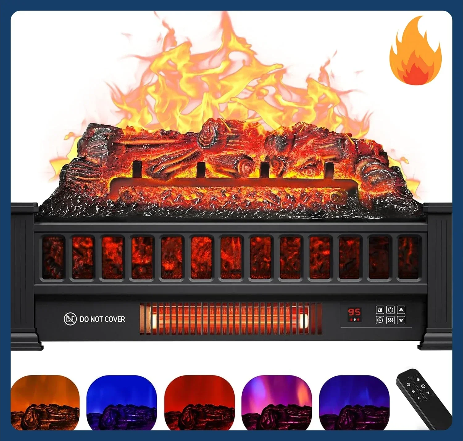 

[Discounted Price!]Electric Fireplace Logs Inserts Heater 20-Inch, Remote Controller Fireplace Heater, Adjustable Flame Colors,