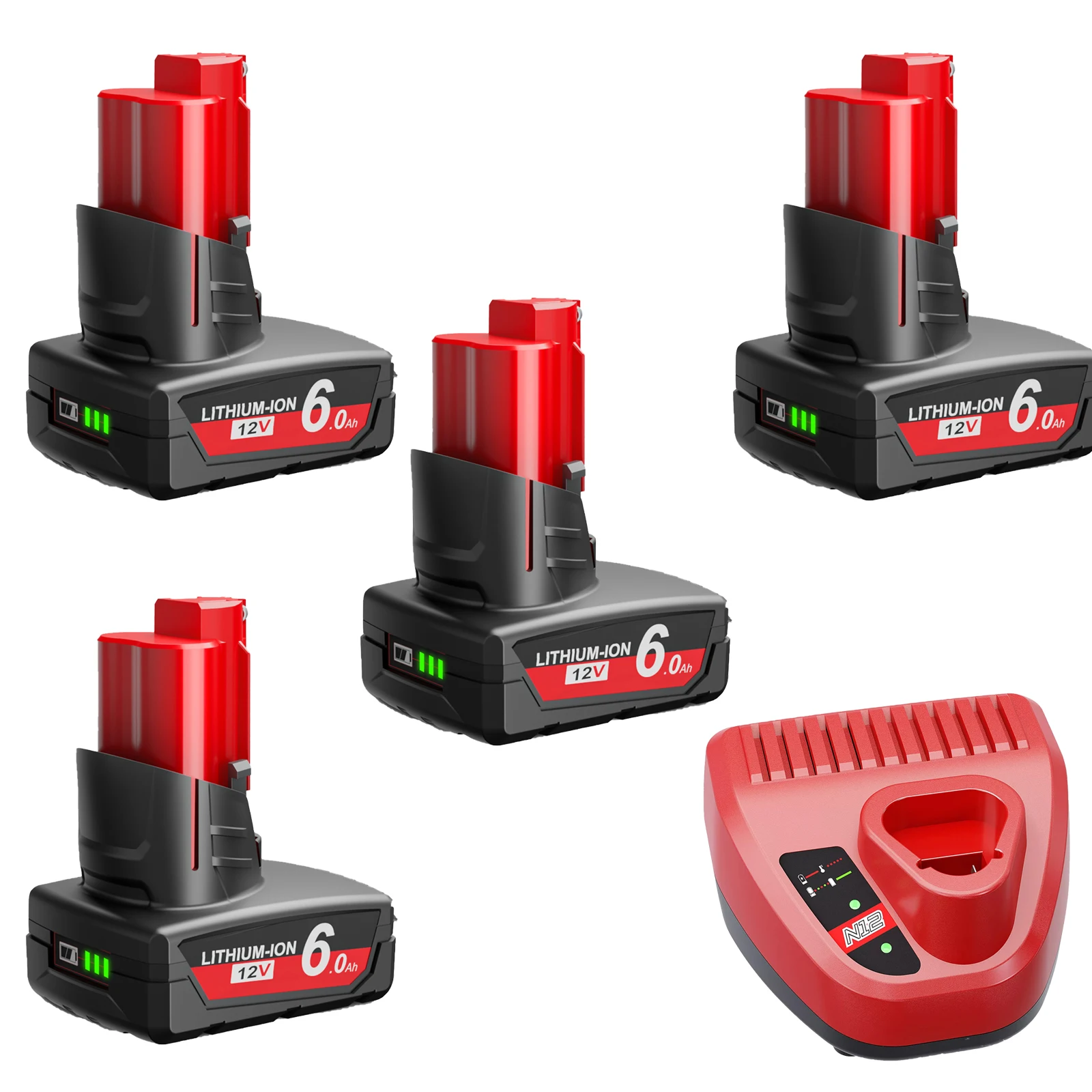 Voor Milwaukee M12 Batterij 12V 6.0Ah Oplaadbare Batterij met Licht Voor Milwaukee M12 Tool 48-11-2402 48-11-2411 48-11-2401