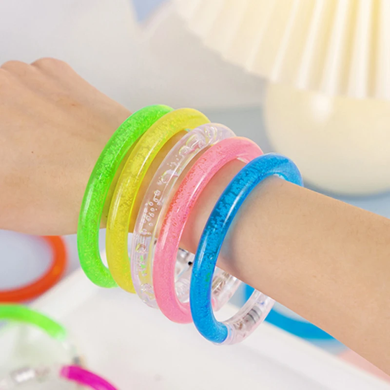 

10/50/100pcs LED Bracelet Concert Birthday Halloween Light Up Toys Glow Sticks Acrylic Luminous Colorful Bubble Bracelet Toys