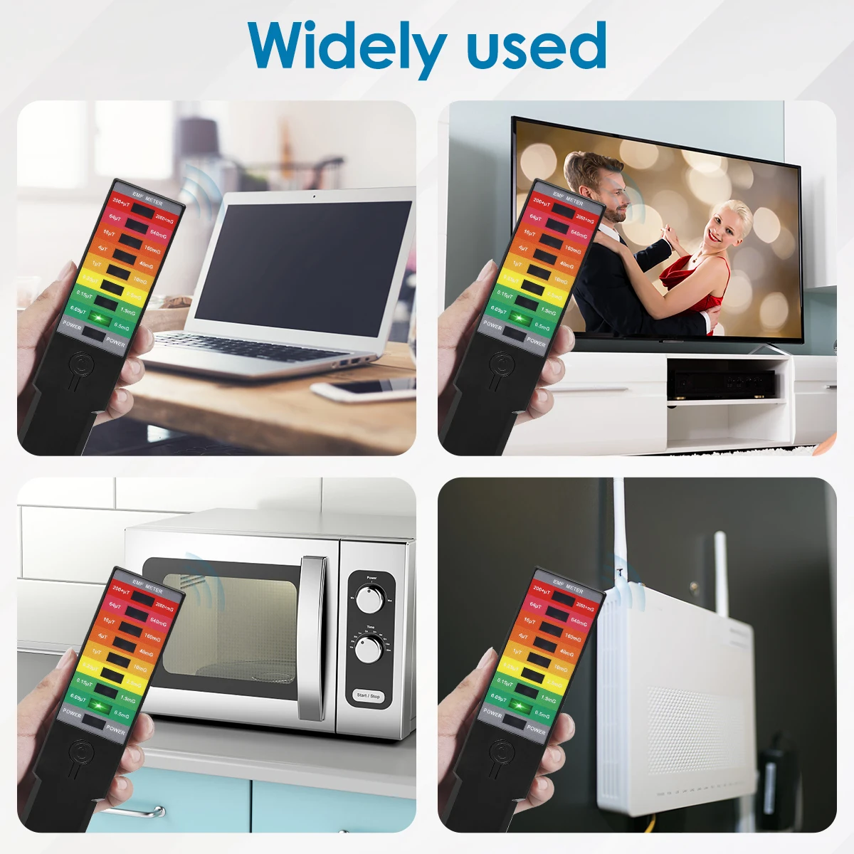 كاشف الإشعاع الكهرومغناطيسي يده قارئ EMF بطارية تعمل EMF متر فاحص المحمولة 9 LED غاوس متر قارئ EMF #5