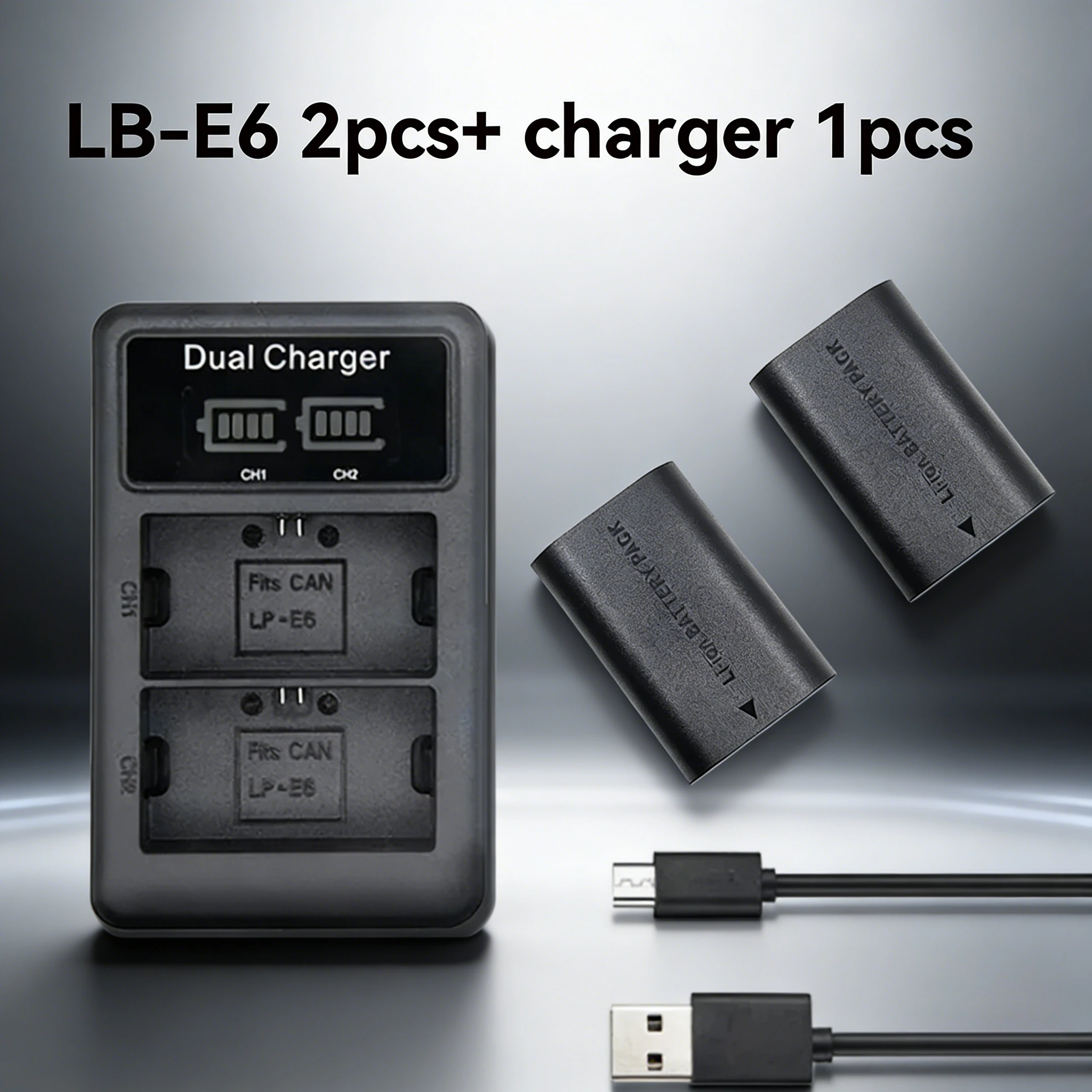 LP-E6 LP-E6N Battery 2650mAh Li-ion for Canon EOS 6D 7D 5D Mark II III IV 5D 60D 60Da 70D 80D 90D 5DS R5 R6 XC10 XC15 Charger