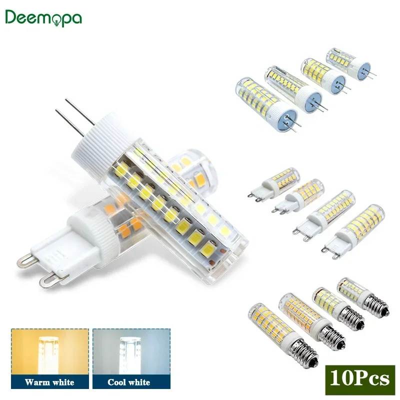 10pcs/lot E14 G9 G4 LED Lamp AC 220V 3W 5W 9W Ceramic 360 Beam Angle Led Bulb Warm/Cool White Spotlight Replace Halogen Light