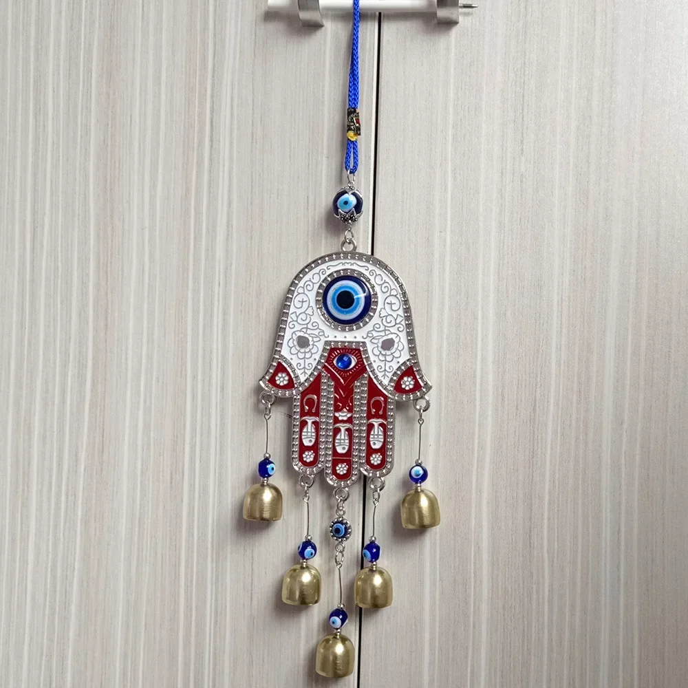 Fatima Hands Wind Chimes Hanging Retro European Blue Eye Accessories Hanging Demon Eyes Wall Decoration Wind Chimes