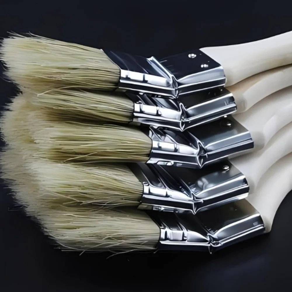 New Long Handle Marine Paint Brush Solid Wood Handle Elbow Shape Wall Painting Brush Mixed Pig Mane Hair BBQ Brush Arts Crafts