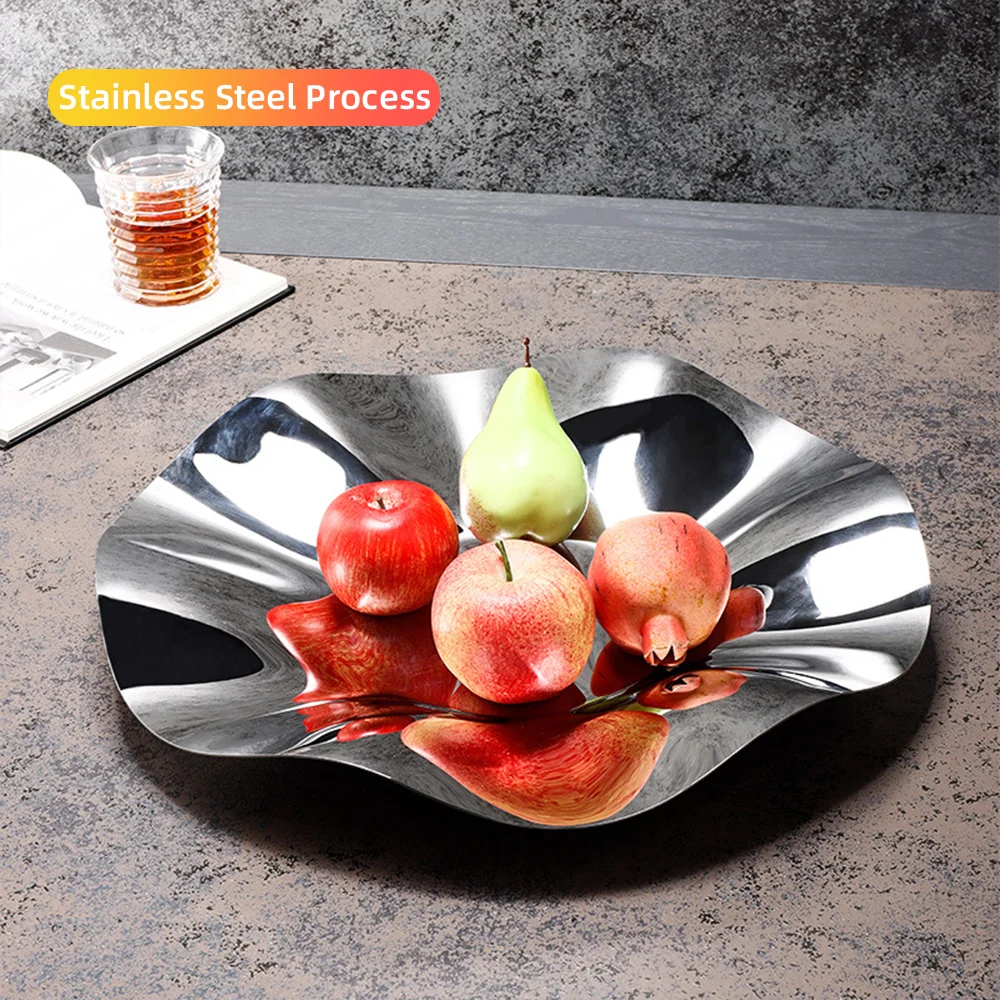 Creative Fruit Plate Stainless Steel High-end Light Luxury Fruit Plate Restaurant Bar Home Living Room Coffee Table Decoration