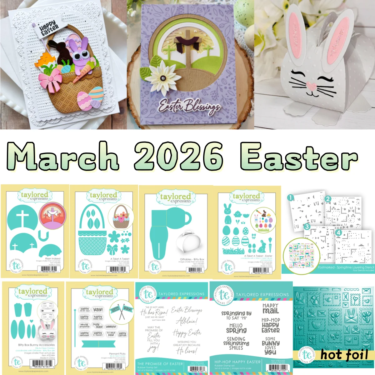 

March 2026 Easter Bitty Box Bunny Stamps Metal Cutting Dies Stencil Hot Foil for DIY Make Card Scrapbook Paper Craft Decoration