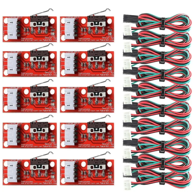10PCS Mechanical Endstop Limit Switch Touch Switch Module with Cable 3D Printer Parts RAMPS 1.4 Mega2560 Control Board