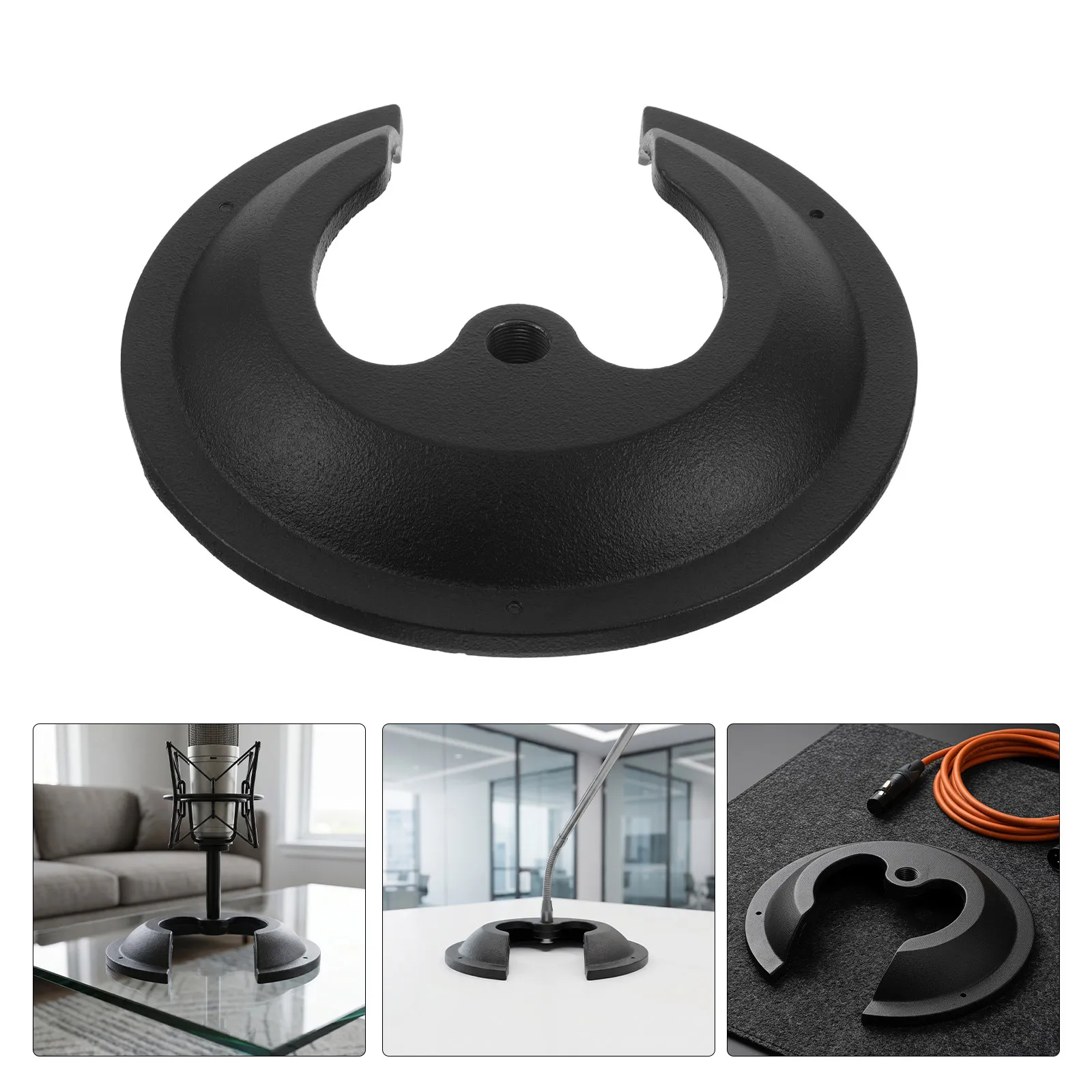 Heavy Duty 9.65 Inch Microphone Stand Base Metal Round Desktop Mic Mount Circular Weighted Disc Base for Home Studio Recording