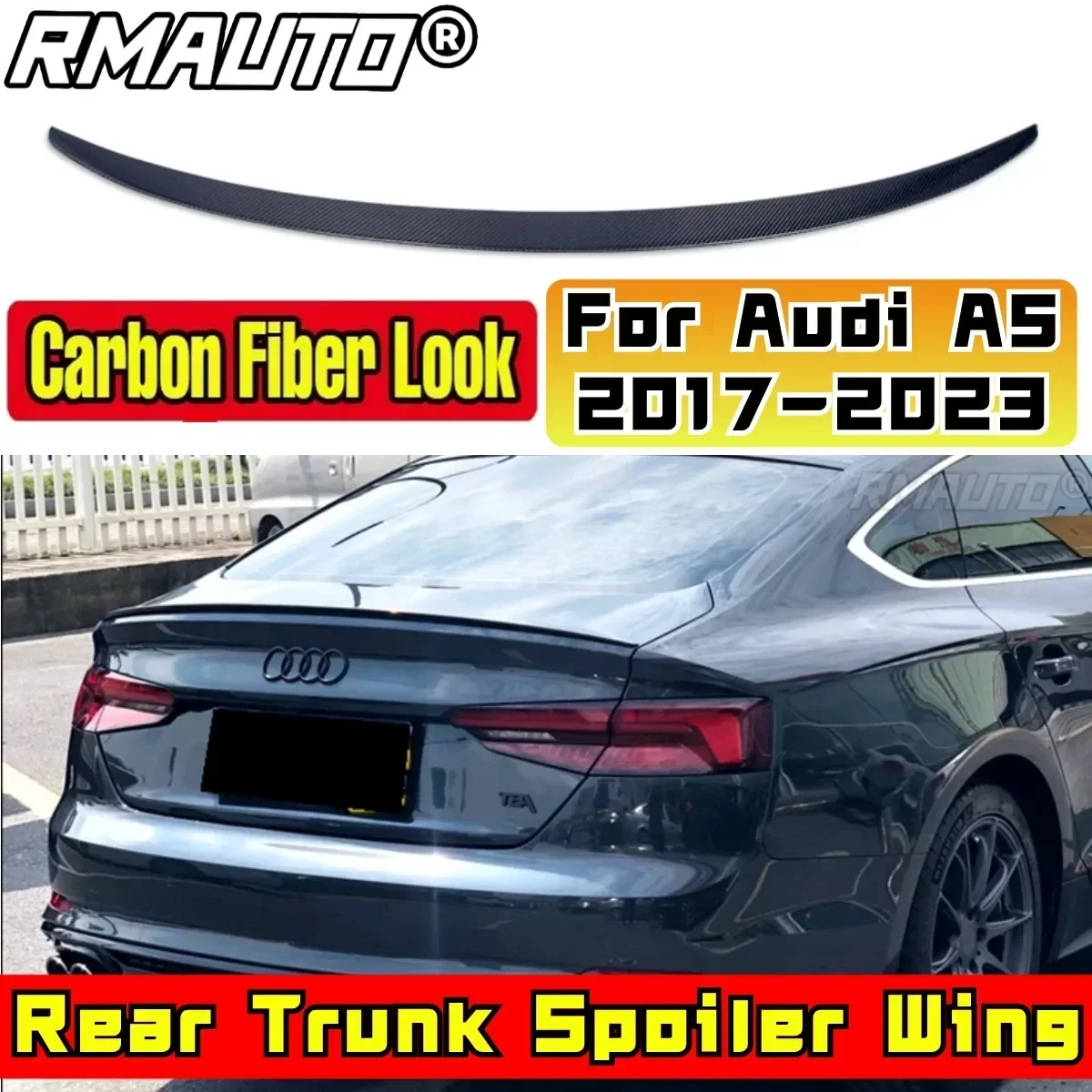 For Audi A5 S5 2017 2018 2019 2020 2021 2022 2023 Rear Spoiler Wing Modification Part Car Rear Trunk Spoiler Car Accessories