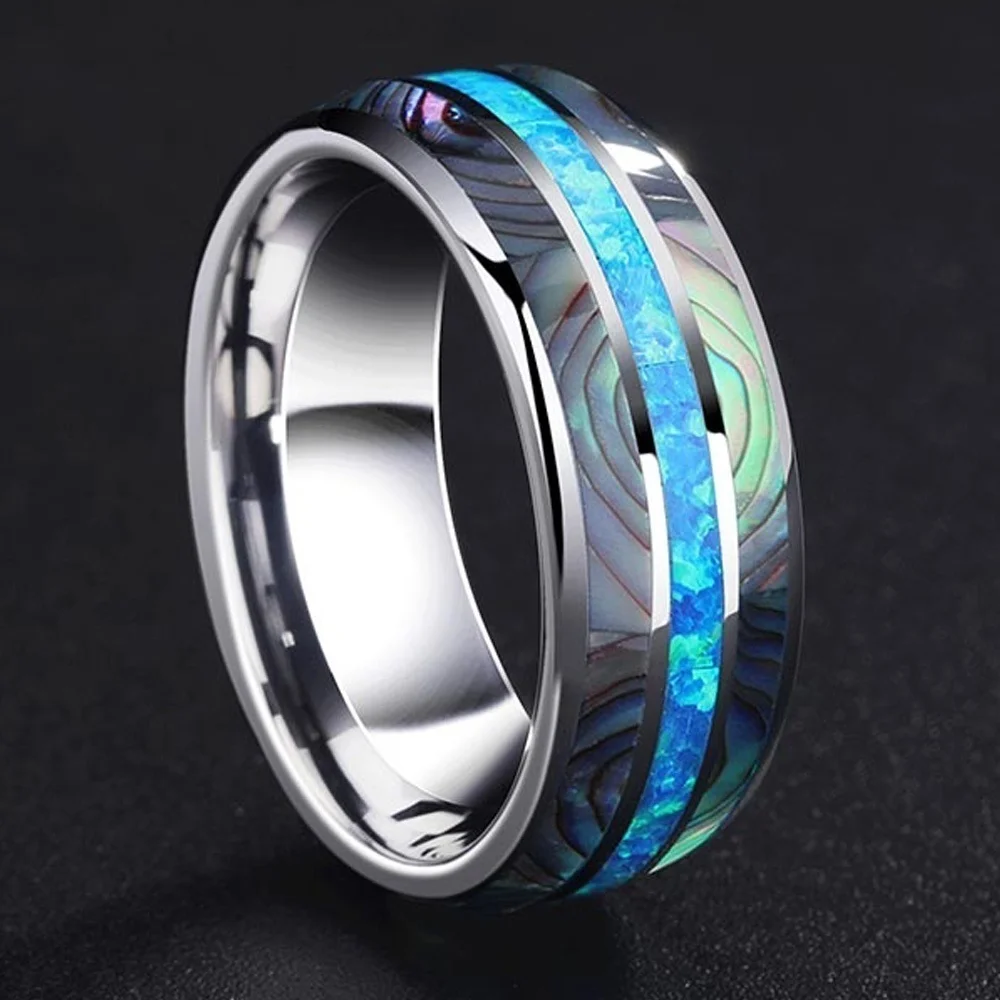 Tungsten Carbide Rings, 8mm Steel Ring High Polished Never Fade Jewelry Unique Personality Luxury Accessories for Wedding Band