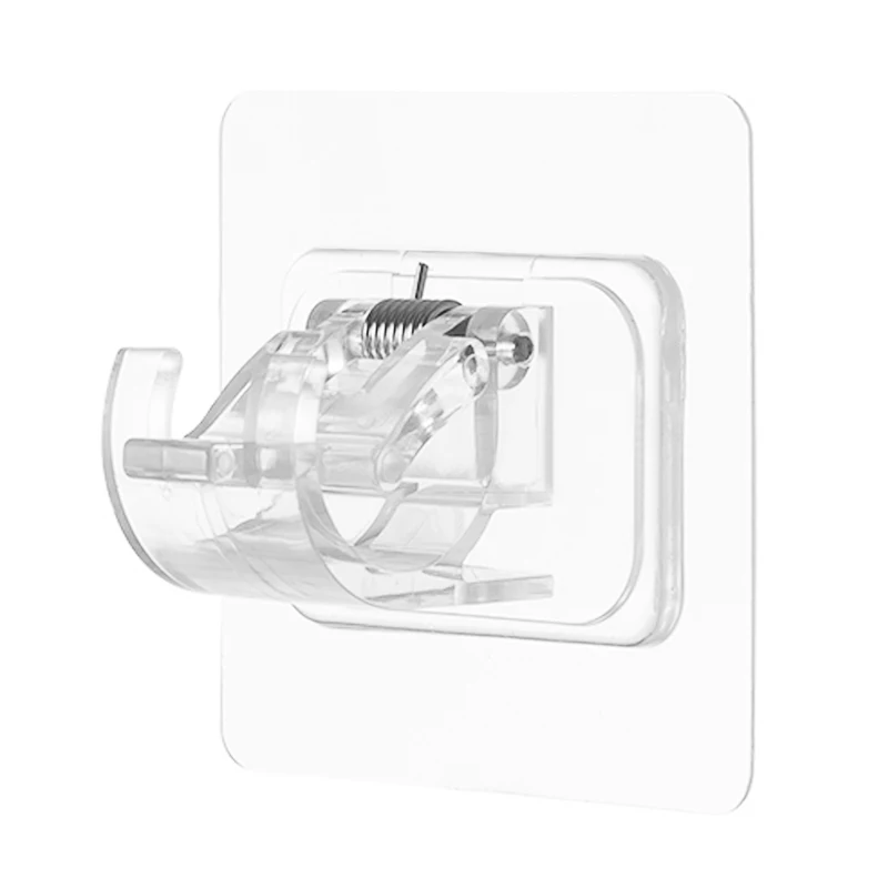 غير مثقب لاصق قضيب الستارة المشبك شفافة الاكريليك العارضة ستارة الباب معلقة المشبك هوك قوس تلسكوبي