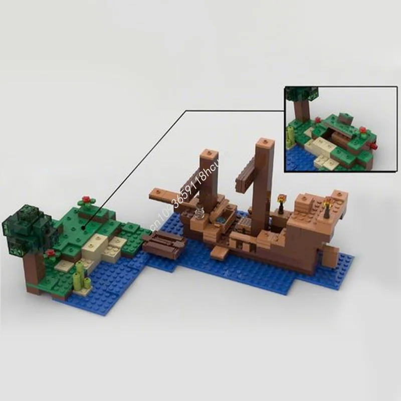 332 قطعة MOC بلدي العالم حطام السفينة الكنز العالم نموذج بناء لعبة كتل البناء لتقوم بها بنفسك فكرة هدية الكريسماس التعليم الاطفال #2