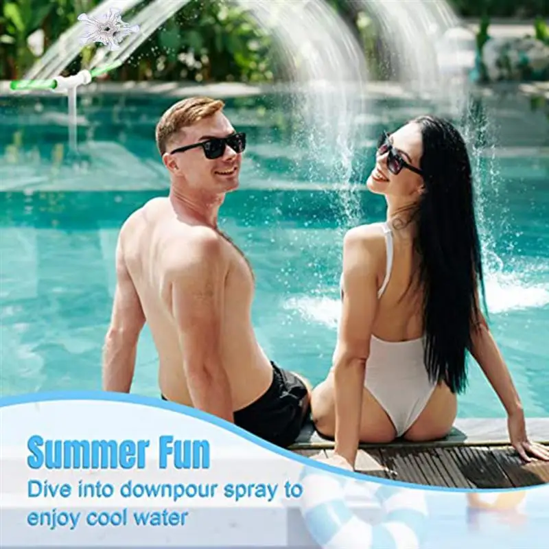

2 Pcs Plastic Swimming Pool Waterfall Fountain Spray Fluorescent Water Fountain Adjustable Pool Sprinkler For Outdoor Garden