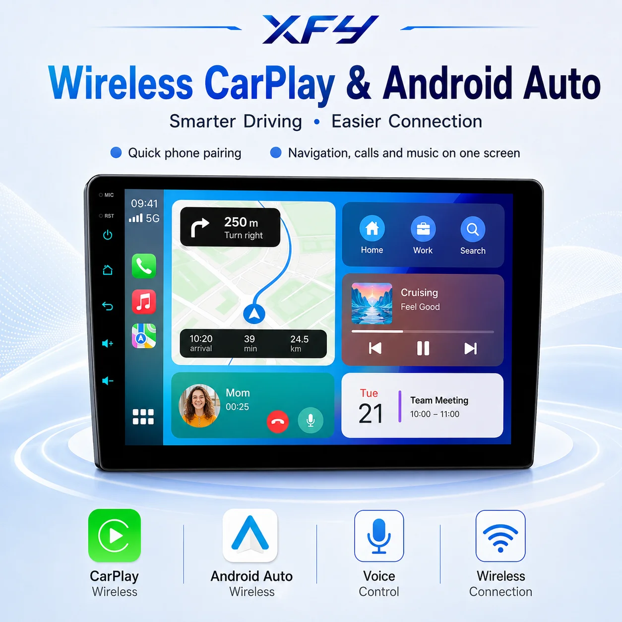 XFY Universal 9inch Incell Car Multimedia GPS Video Player Stereo Radio IPS For Volkswagen Nissan Hyundai Kia Toyota Video Play