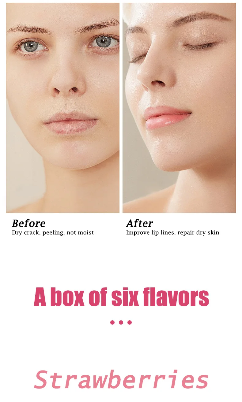 6PCS Fruity Lip Balm Set – Hydrating & Nourishing Lip Care with Strawberry Peach Grape Aloe Blueberry Avocado