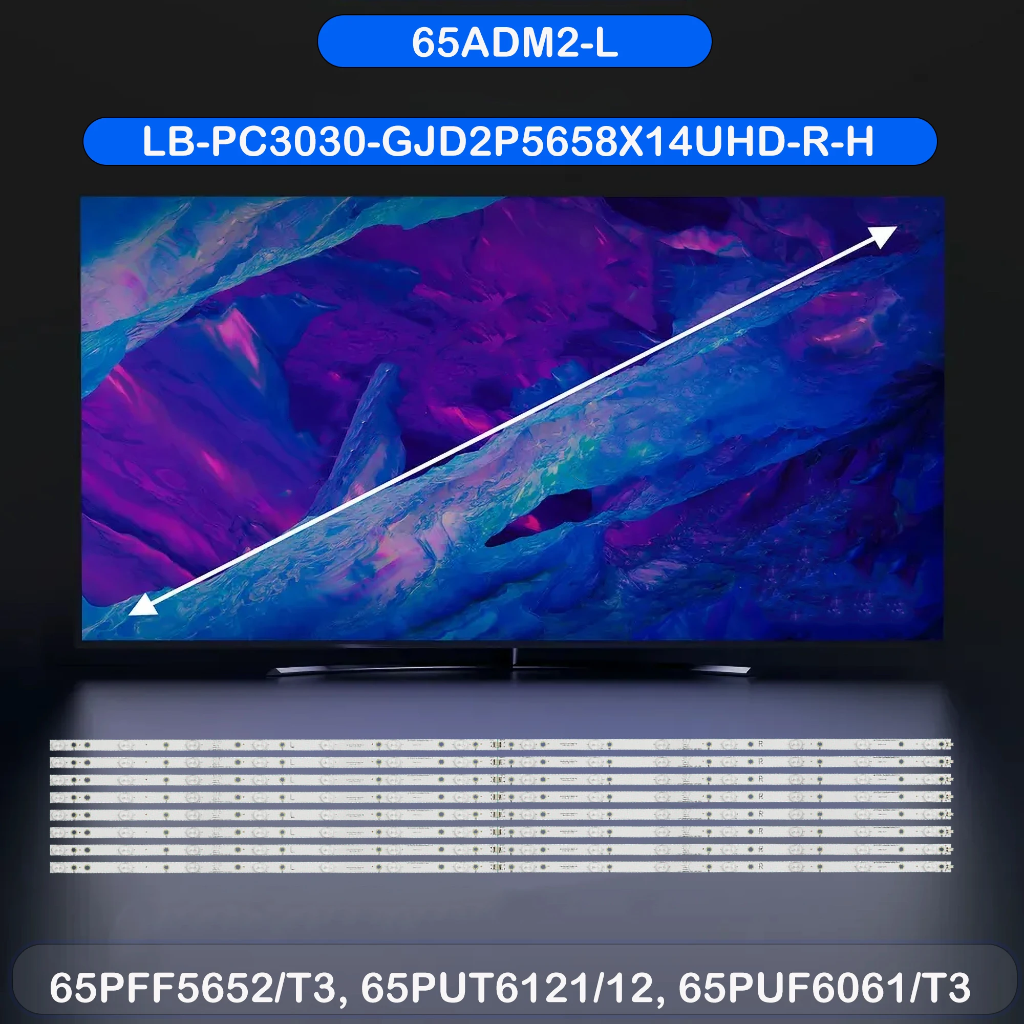 Striscia LEDdi retroilluminazione per LE65U7876 LE65U7970 LD65P19U 65LFS70U 65PFF5652/T3 65PUF6656/T3 65PFF5656/T3 65PUF66061/T3 65PUF6701/T3 65PUT612