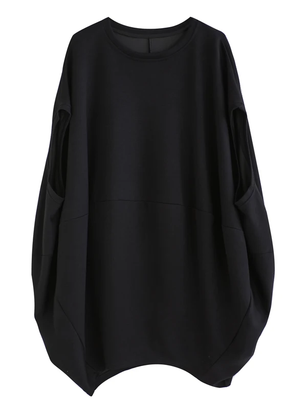 Été décontracté chauve-souris Sve t-shirt Dr femmes haute rue ventre ample couvrant mi-long décontracté Dr