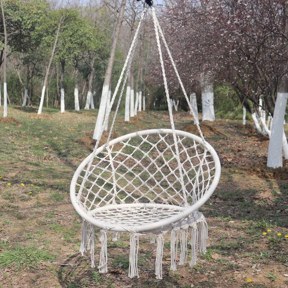 Face Basket Tissée en Corde de Coton, Berceau Creux Unique, Chaise de Jardin Intérieure