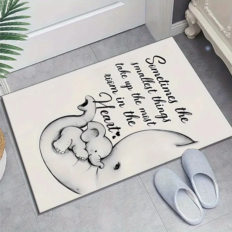 

1pc Elephant Pattern Printed Area Rug - Non-slip Crystal Velvet Carpet for Bedroom and Living Room Decoration