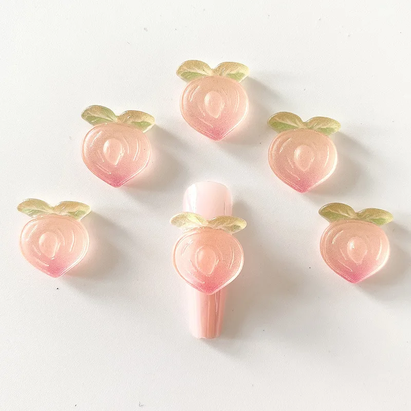 20pcs Kawaii Peach Pink Nail Art Charms Summer Fruit Flower Butterfly Design Nail Decorations DIY Manicure Jewelry Accessories