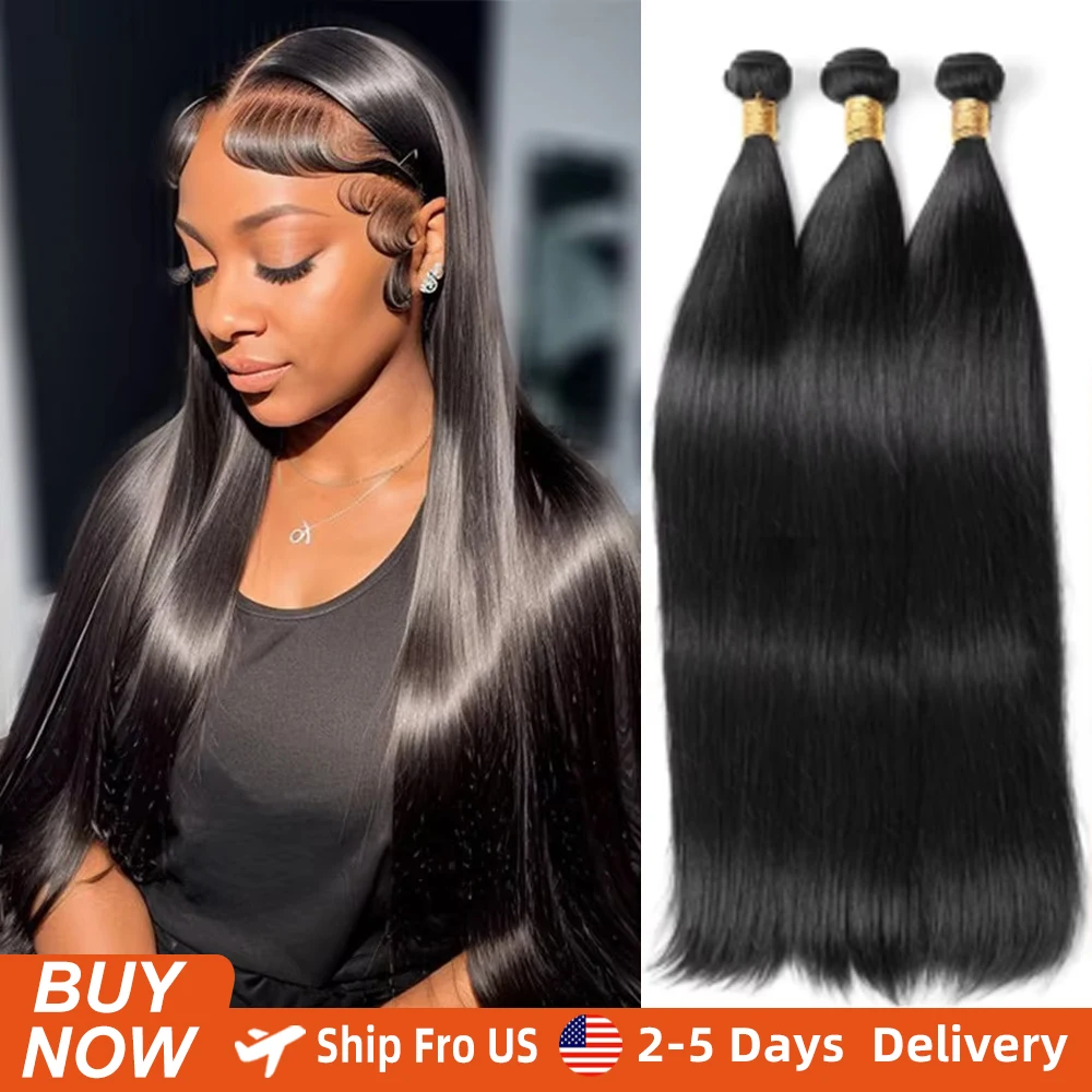 14A Прямые пучки человеческих волос Необработанные бразильские натуральные черные необработанные волосы Remy 1/4/5/6 Пучки 100% наращивание человеческих волос