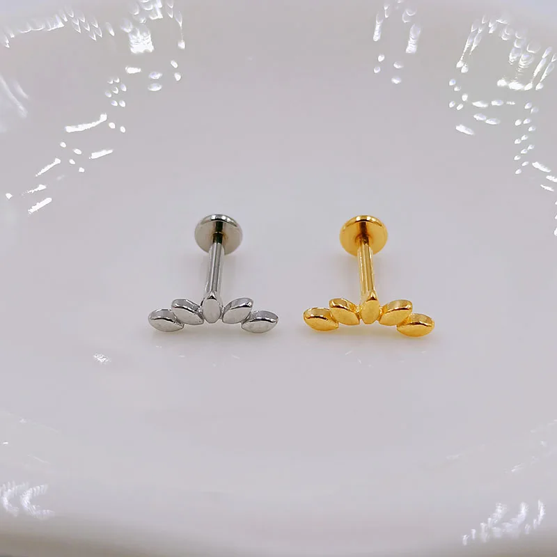 Flower Labret Piercing Forward Helix Moon Face Earring Leaf Horse Eye 100% 316L Stainlesss Steel Internally Threaded Tragus Stud