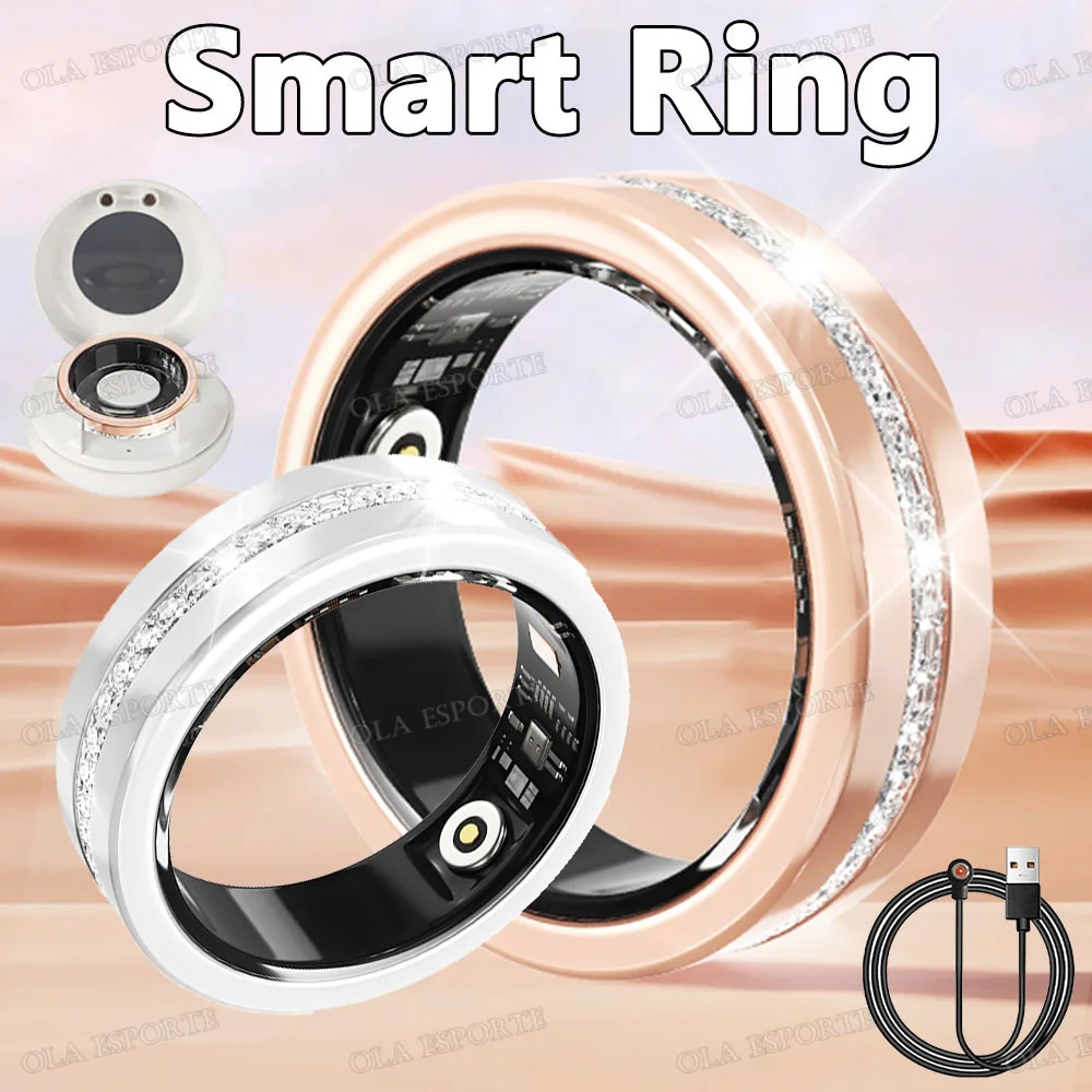 

Diamond Fashion Women Smart Ring IP68 Waterproof Stainless Steel Intelligent Ring Health Monitor Sports Pedometer Fitness Rings