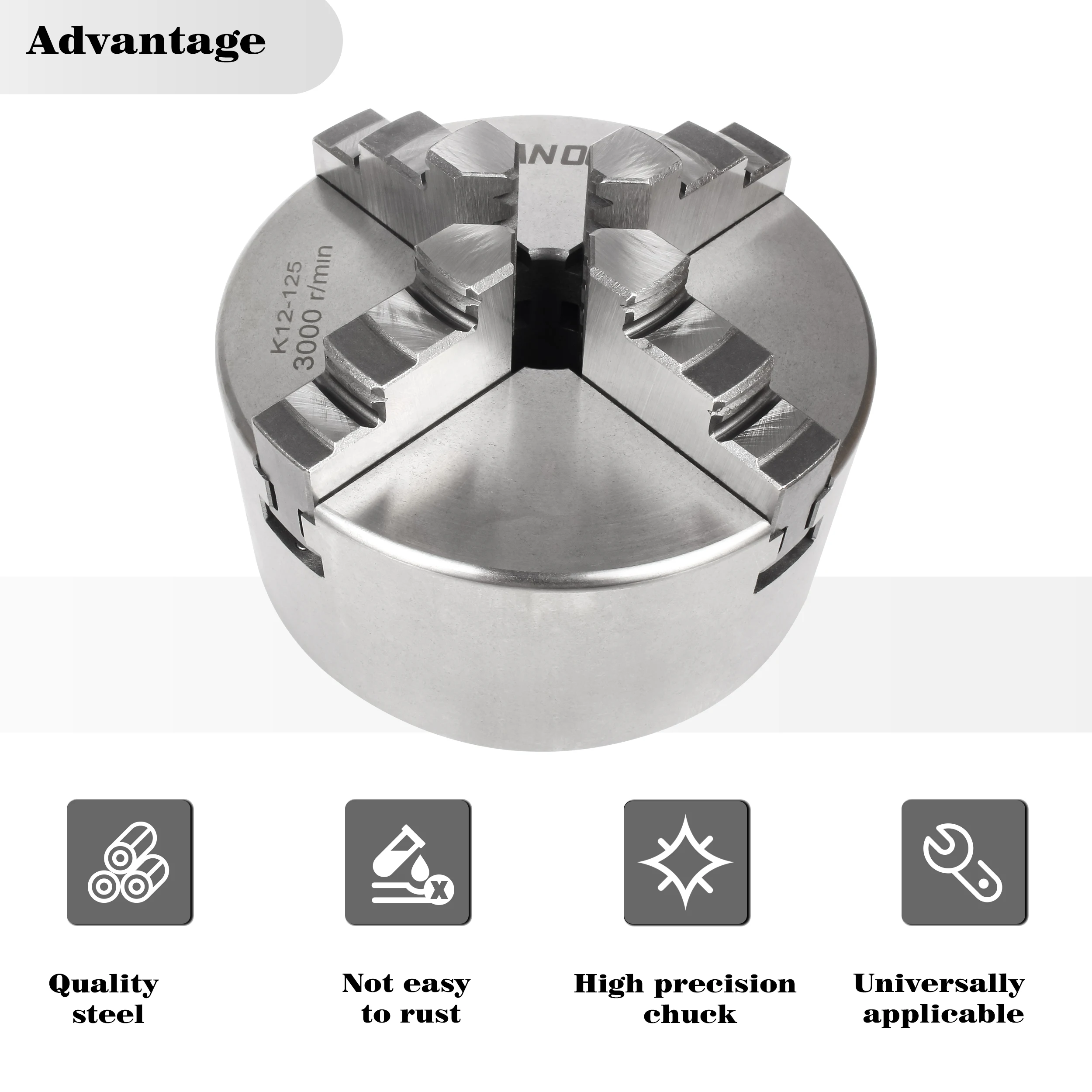 K12‑125mm 4‑Jaw Self‑Centering Lathe Chuck 5 Inch 4‑Jaw Chuck with Wrench for Mini Lathe CNC Machine Tool Accessories