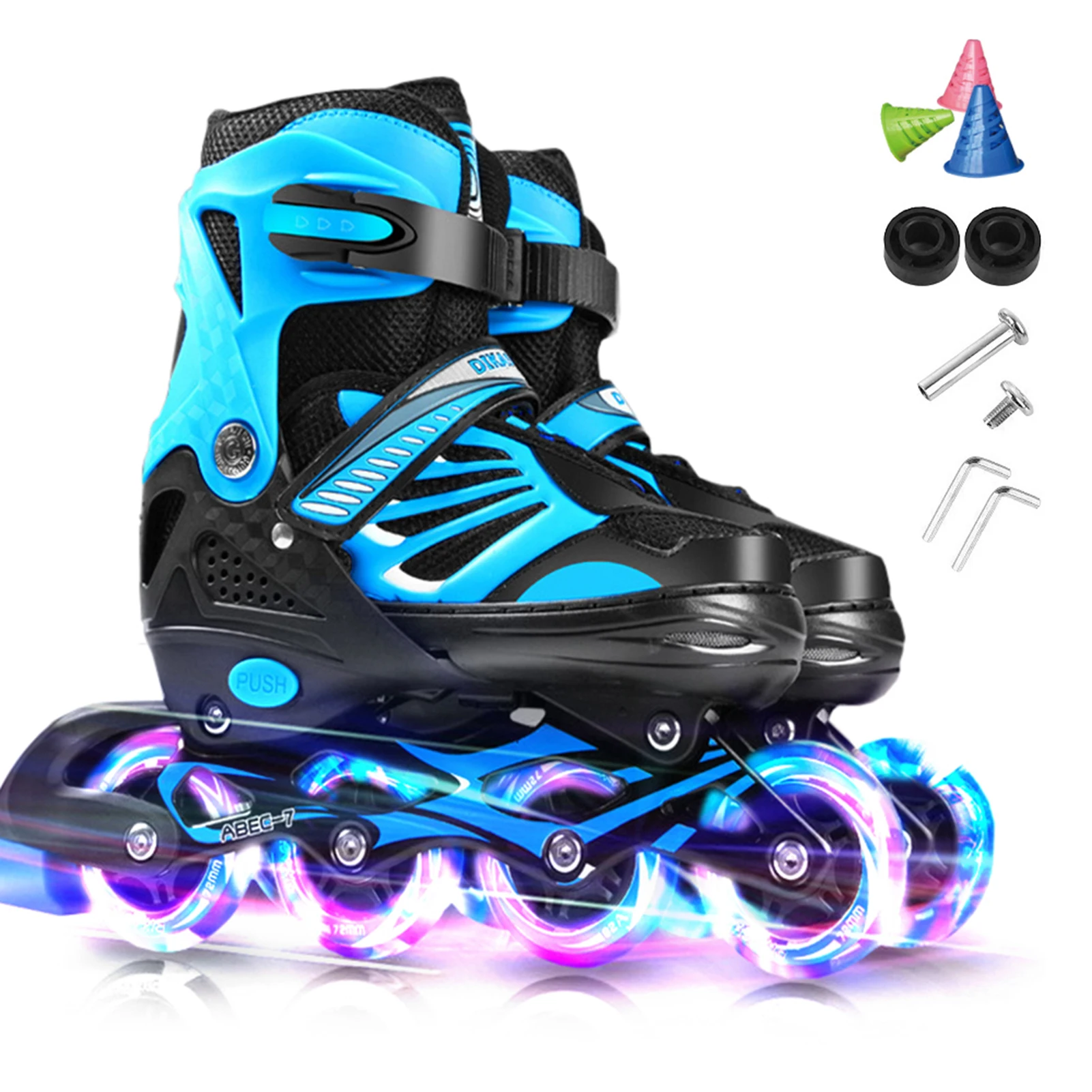 Kids Roller Skates Adjustable Illuminating Inline Skates w Light Up Wheels for  Youth Girl Boy Inline Skates Rollers for skating