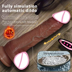 Telescopic Realistic Dildo Female Masturbation with Suction Cup Penis Sexy Toys Heating Dick Remote Control Vibrators for Women