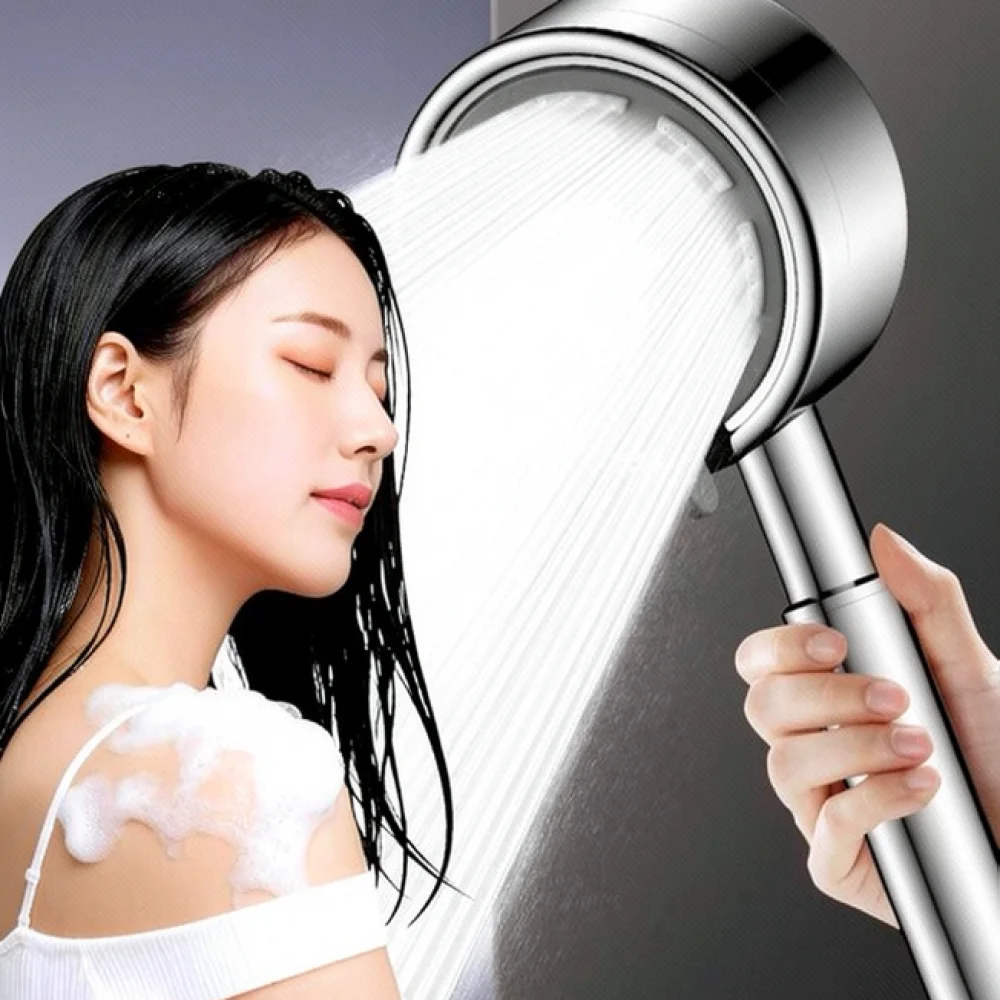 304 Stainless Steel Handheld Shower Head Boosting Rainfall Sprayer Modern Bathroom Bathing Fixture Universal Fit Durable