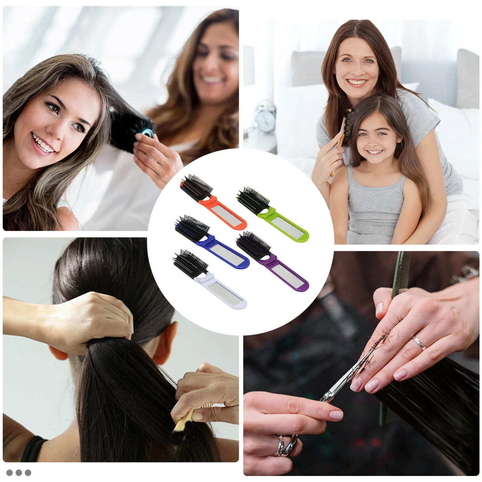 

5Pcs Foldable Mirror Comb Premium Unbreakable Plastic Hair Comb for Thick Straight Hair Detangling Travel Pocket Beard Grooming