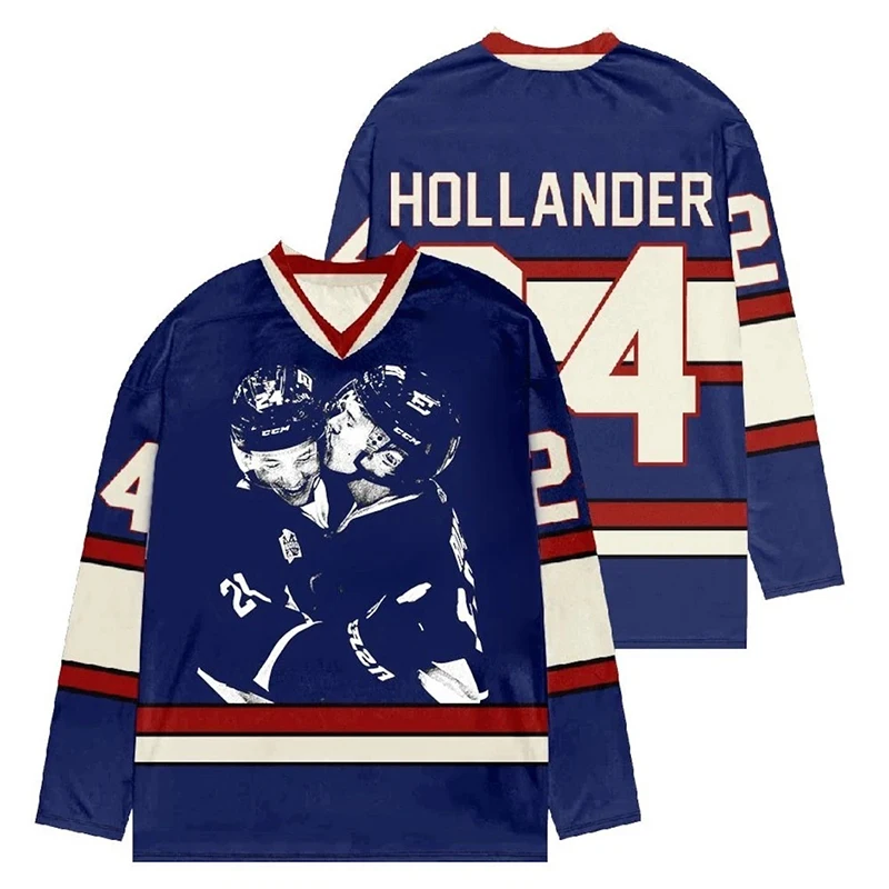 Beheiztes, vom Rivalitätsspiel inspiriertes Ilya Rozanov Shane Hollander Herren-Hockeytrikot Hollanov Merch Hudson William Connor Storrie Fan-Trikot – Detail 5