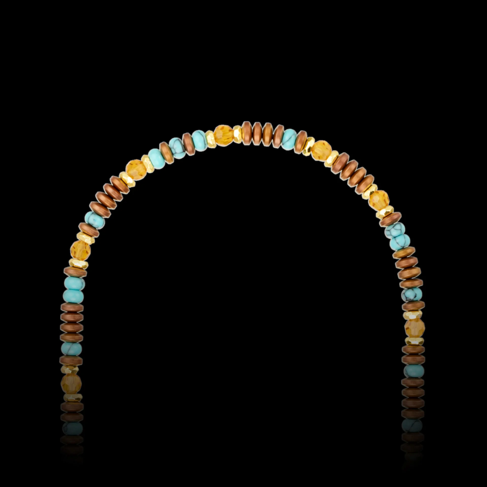 4mm Unisex Matte Brown Spacer Beads Necklace Gold Plated Vintage American Retro Citrine Turquoise-Colored Original Design