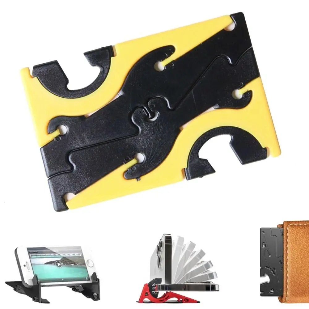 검정색 휴대용 카드 전화 홀더 플라스틱 데스크 액세서리 접이식 전화 홀더 지갑 접이식 카드 이동식 휴대 전화 스탠드