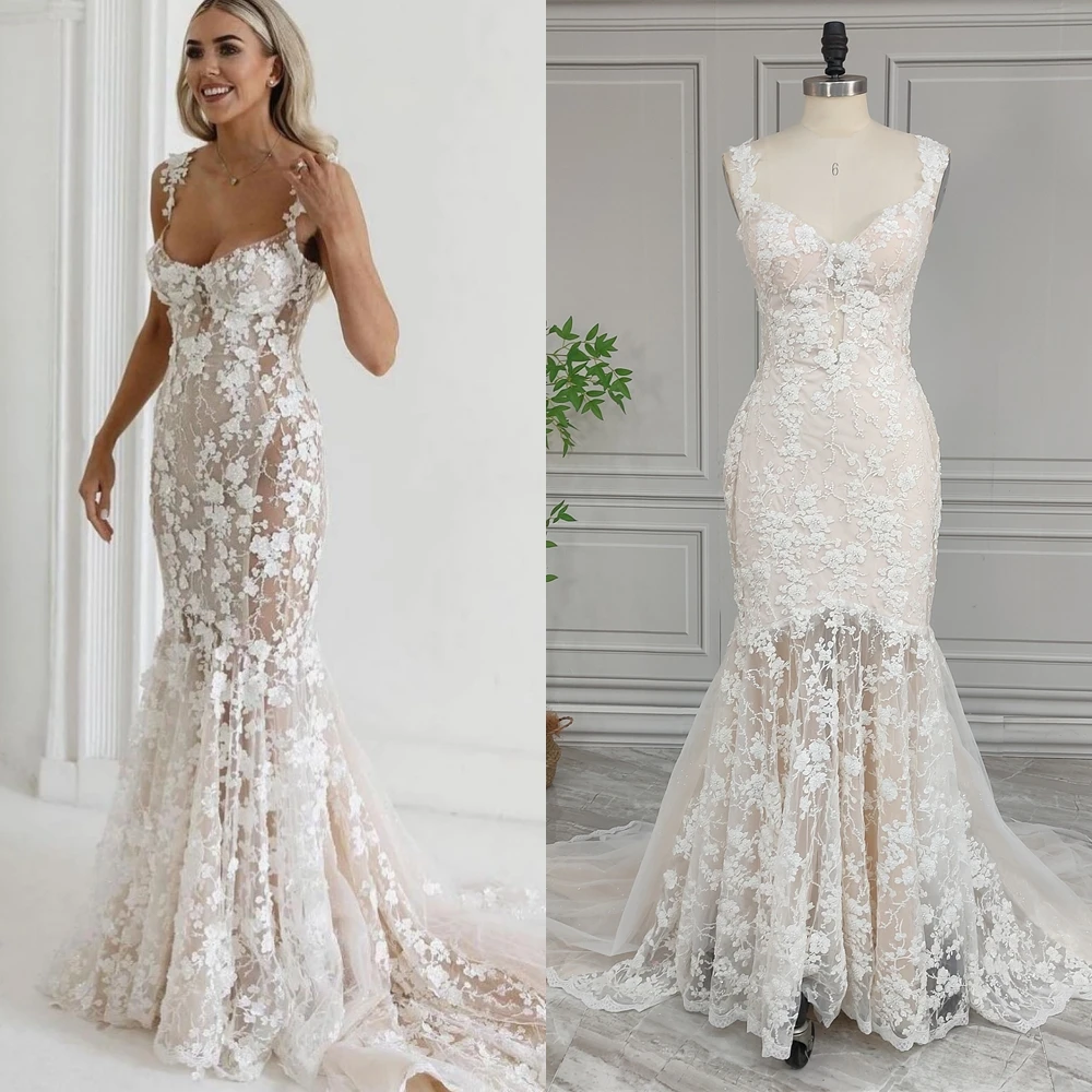 13884 #   Personalizado requintado sereia fora do ombro miçangas vestido de casamento de renda para noiva 2024 vestido de noiva personalizado com apliques