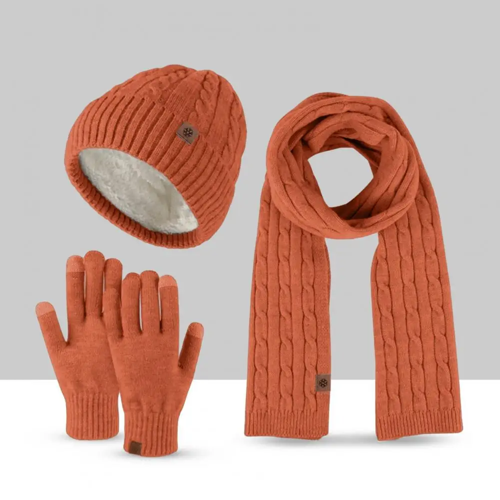 Winter Hat Scarf Gloves Set Knitted Gloves Cozy Winter Accessories Set Thick Warm Hat Scarf Gloves for Unisex Elastic for Neck